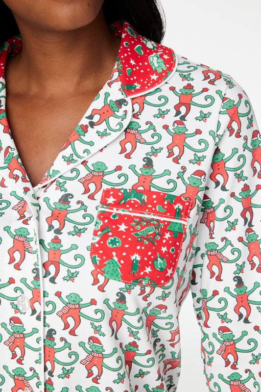 Roller Rabbit Holiday Medley Long Sleeve Polo Pajamas