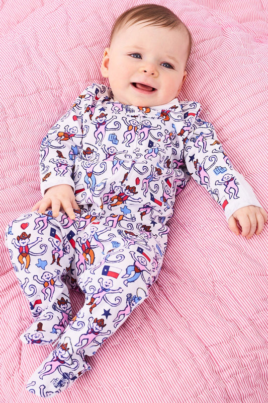 Infant Austin Monkey Zipper Footie view 1