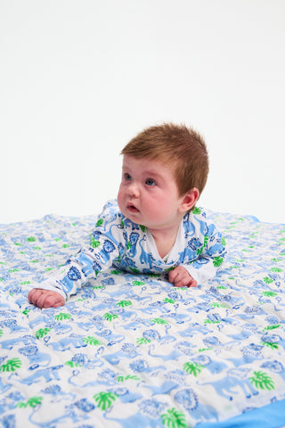 Roller Rabbit Infant Blue Leo the Lion Baby Quilt