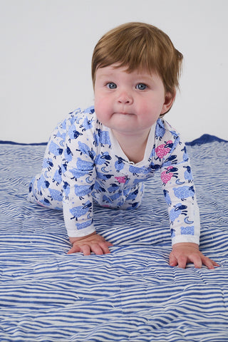 Roller Rabbit Blue Infant Sammy The Sheep Zipper Footie