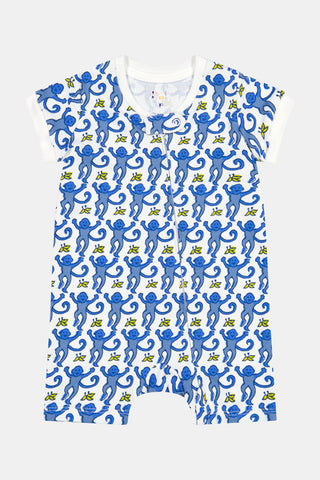 Roller Rabbit Blue Monkey Infant Short Sleeve Onesie