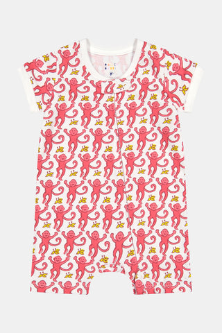 Roller Rabbit Pink Monkey Infant Short Sleeve Onesie