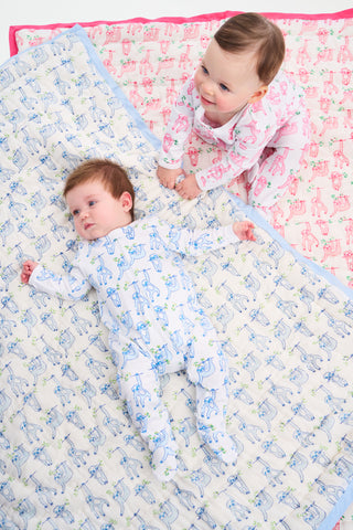 Roller Rabbit Blue Sleepy Sloth Baby Quilt