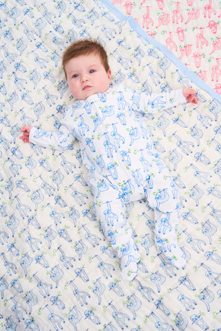 Roller Rabbit Infant Blue Sleepy Sloth Zipper Footie