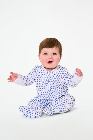 Roller Rabbit Infant Blue Hearts Zipper Footie