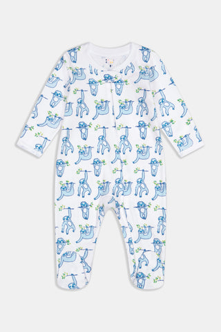 Roller Rabbit Infant Blue Sleepy Sloth Zipper Footie