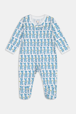Roller Rabbit Infant Blue Hoppy Zipper Footie