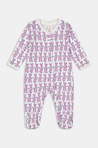 Roller Rabbit Infant Pink Hoppy Zipper Footie