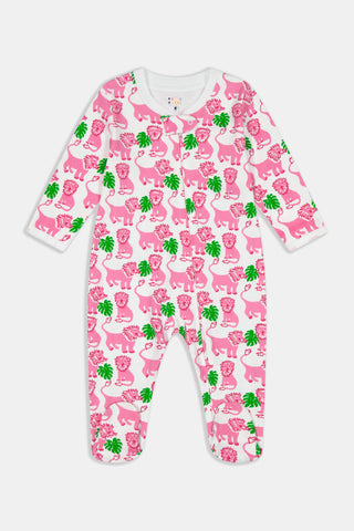 Roller Rabbit Infant Pink Leo The Lion Zipper Footie