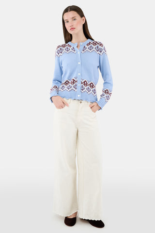 ROLLER RABBIT SKY BLUE JEMINA FAIRISLE ROSELLA CARDIGAN