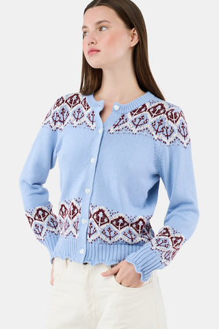 ROLLER RABBIT SKY BLUE JEMINA FAIRISLE ROSELLA CARDIGAN