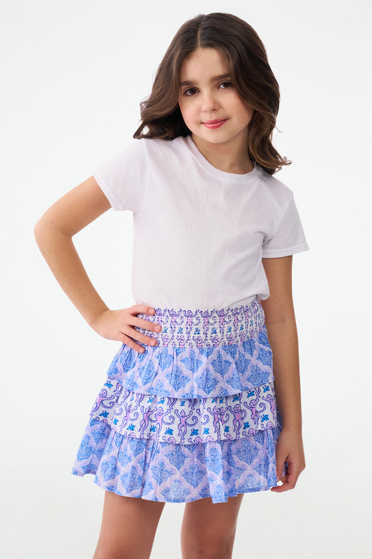 Little Girls Purple Smocked Skirt view 2