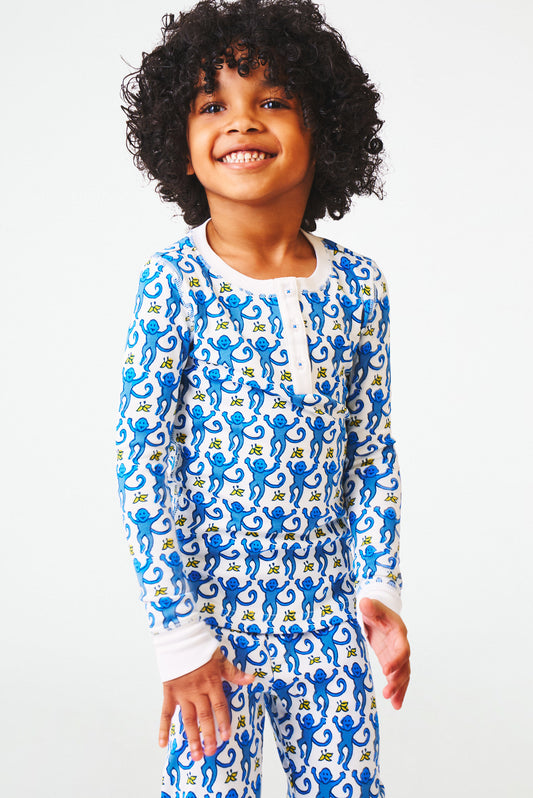 Roller Rabbit Kids Blue Monkey Pajamas