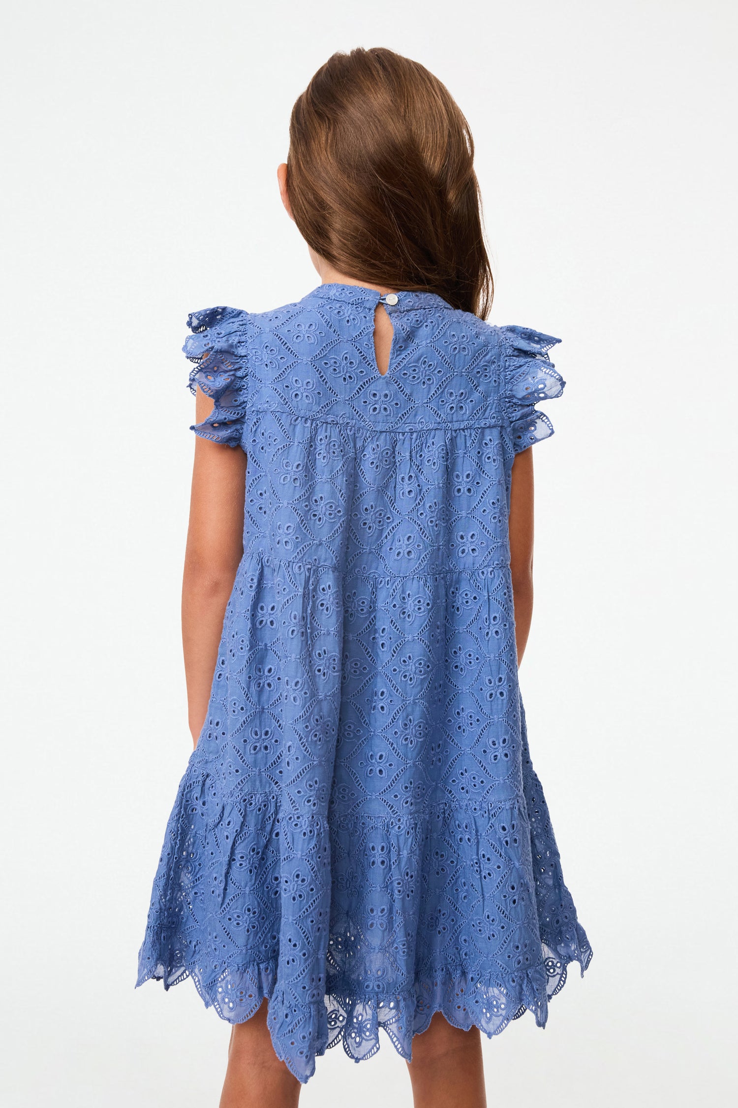 Roller Rabbit Blue Kids Elsa Eyelet Embroidery Patty Dress