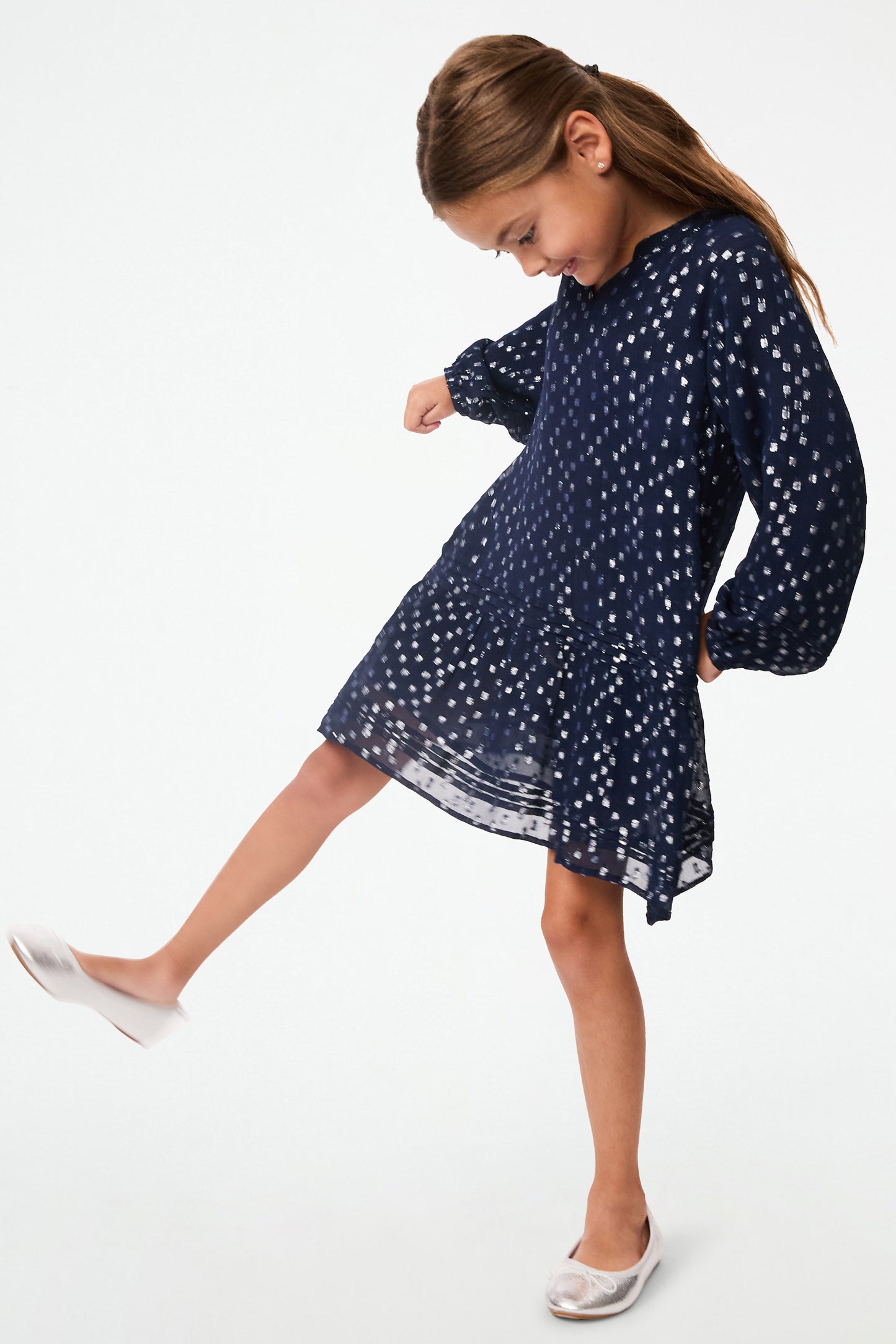 Roller Rabbit Navy Kids Lurex Dot Nyala Dress