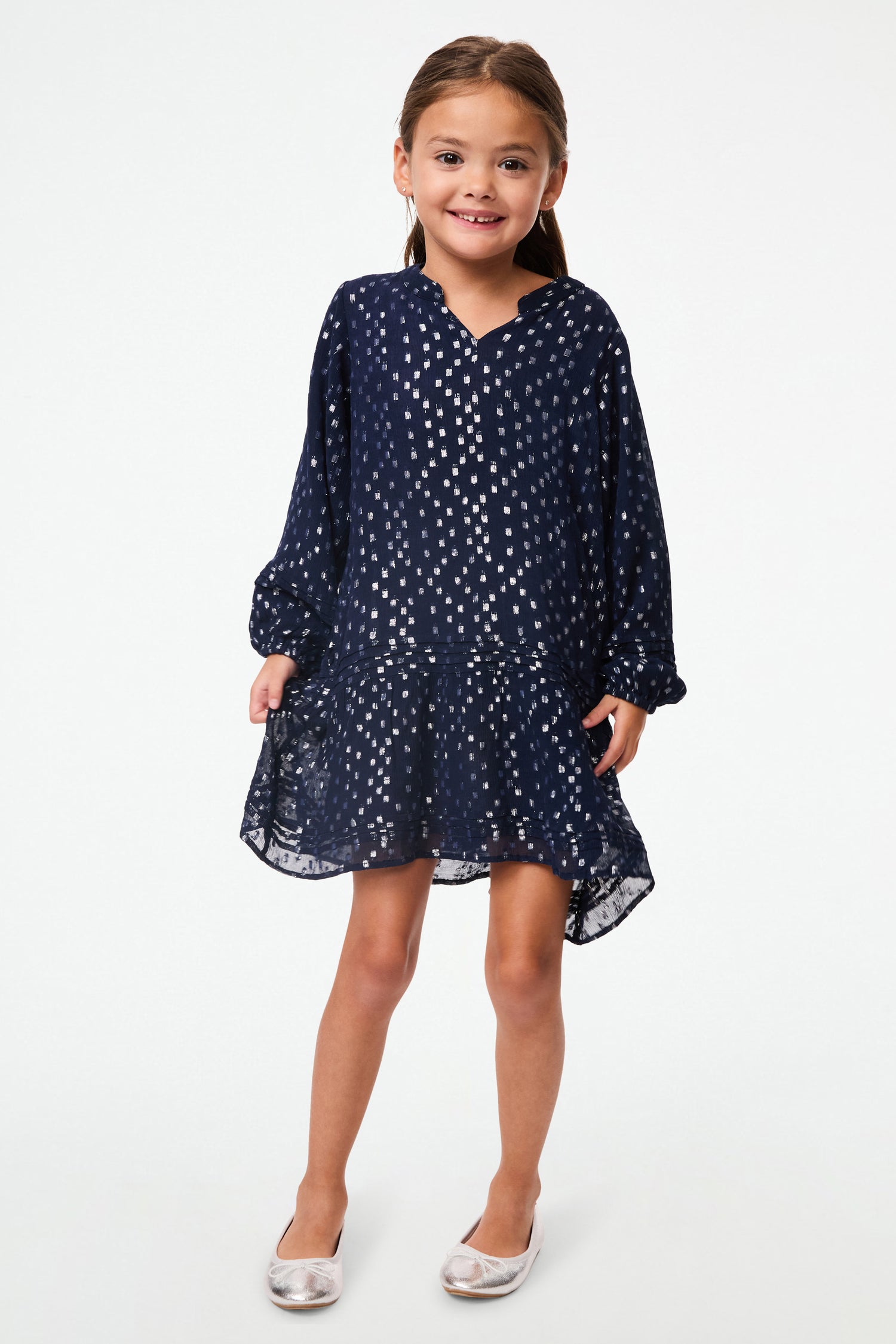 Roller Rabbit Navy Kids Lurex Dot Nyala Dress