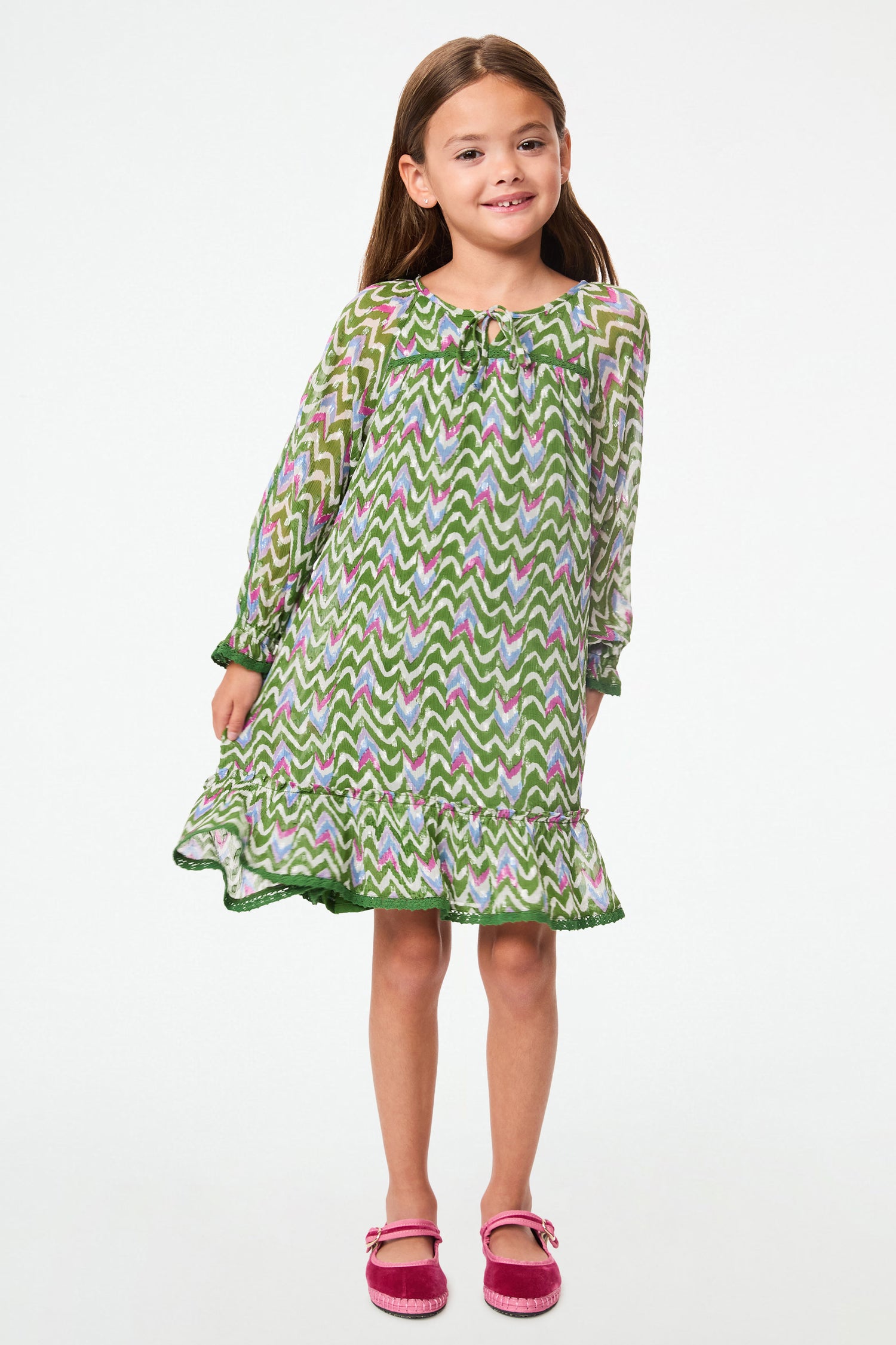 Roller Rabbit Green Kids Olivia Ikat Iria Dress