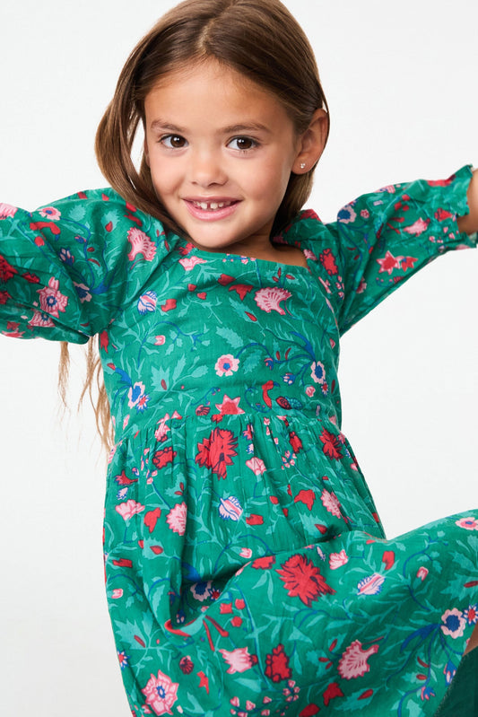 Roller Rabbit Green Kids Pavone Floral Nancy Dress