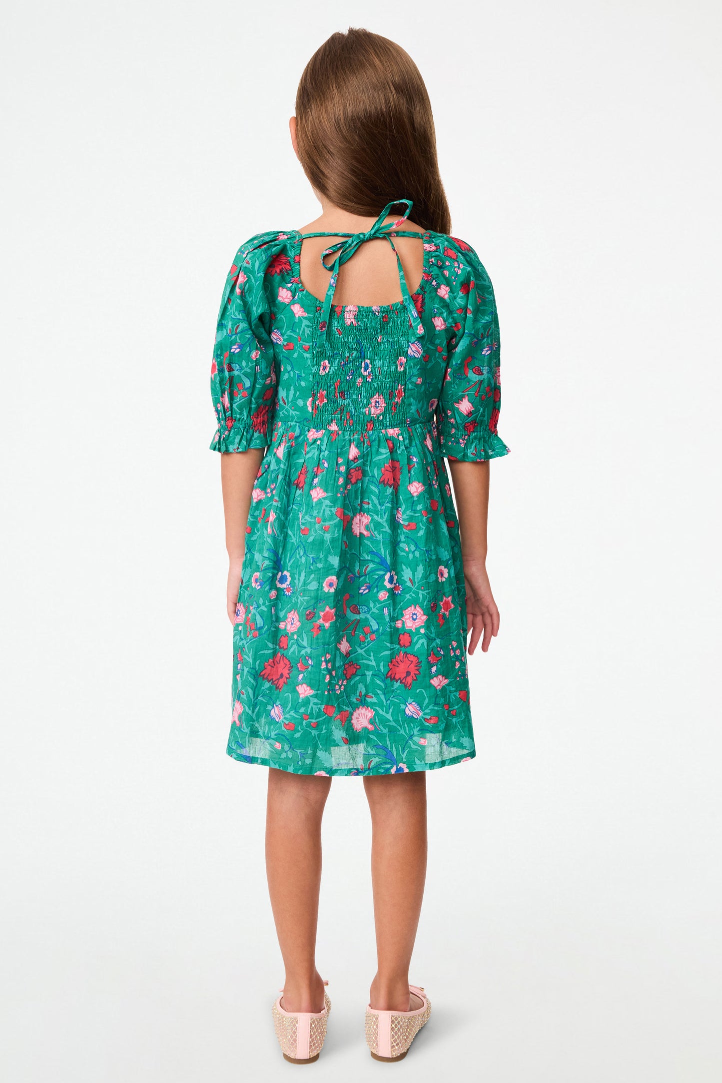 Roller Rabbit Green Kids Pavone Floral Nancy Dress