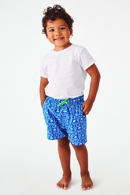 Roller Rabbit Boys Cobalt Monkey Swim Trunk