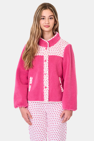 Roller Rabbit Kids Pink Hearts Lizzie Fleece Jacket