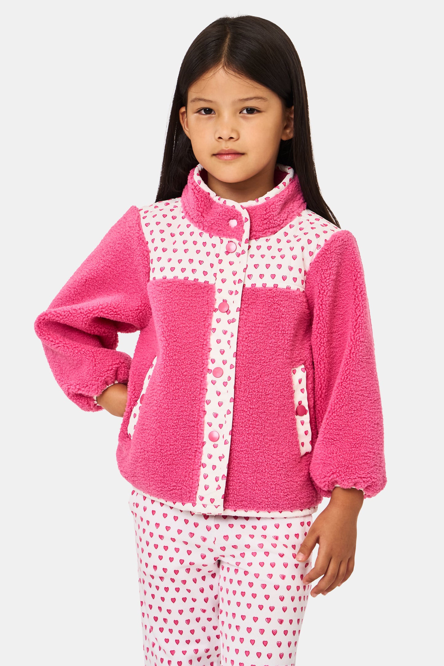 Roller Rabbit Kids Pink Hearts Lizzie Fleece Jacket view 6
