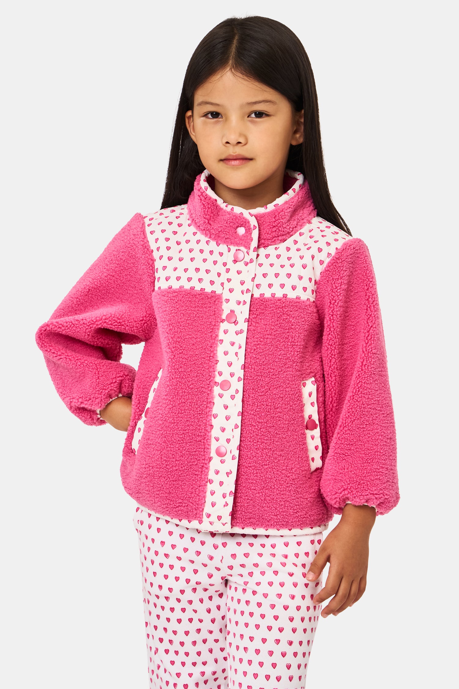 Roller Rabbit Kids Pink Hearts Lizzie Fleece Jacket  view 6