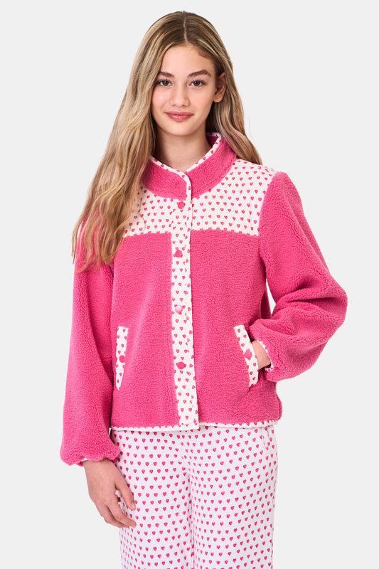 Roller Rabbit Kids Pink Hearts Lizzie Fleece Jacket view 2