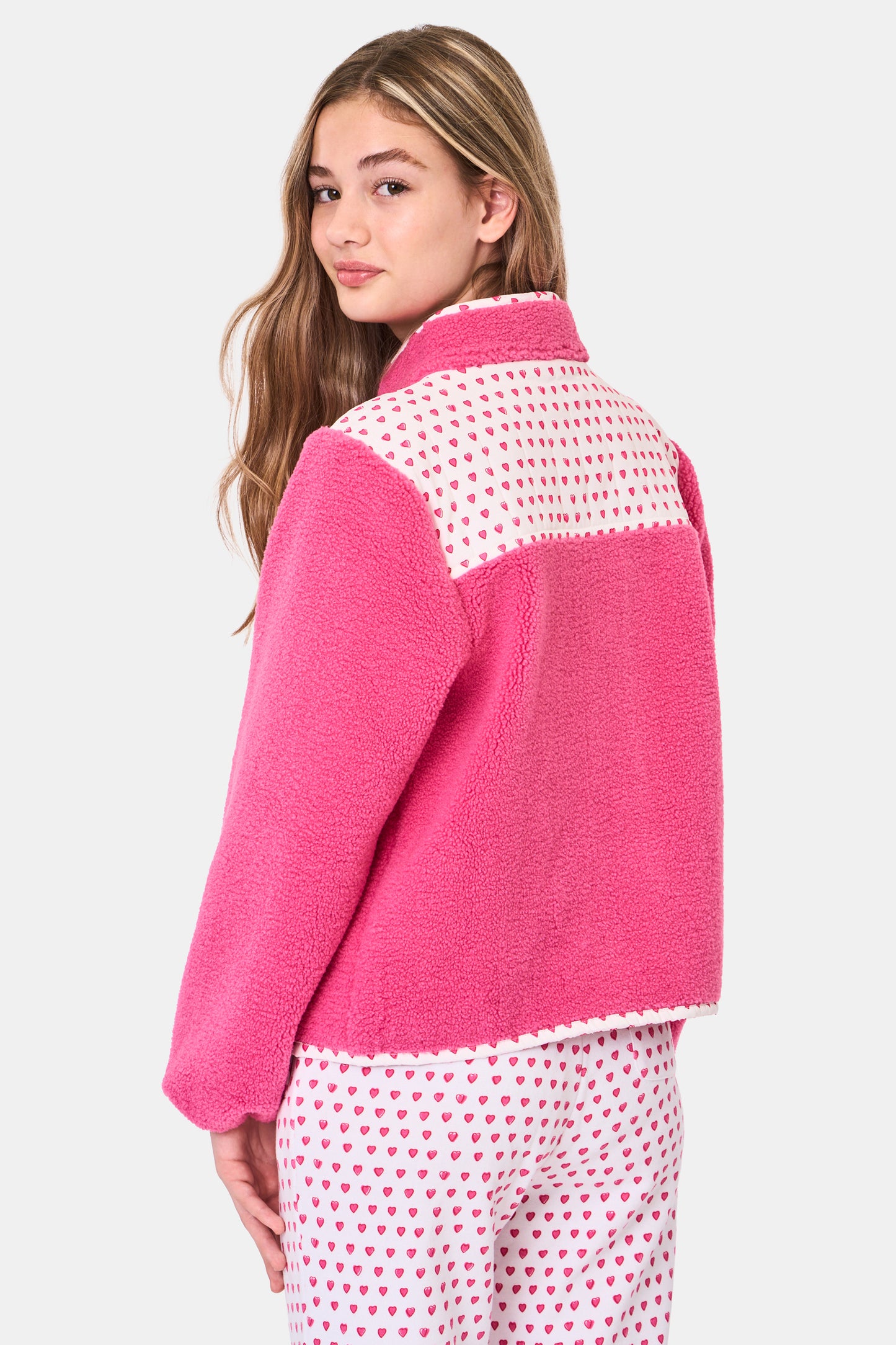 Roller Rabbit Kids Pink Hearts Lizzie Fleece Jacket view 4