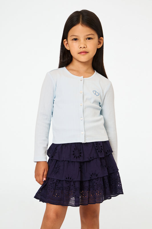 Roller Rabbit Kids Light Blue Hearts Pointelle Heidi Cardigan view 1
