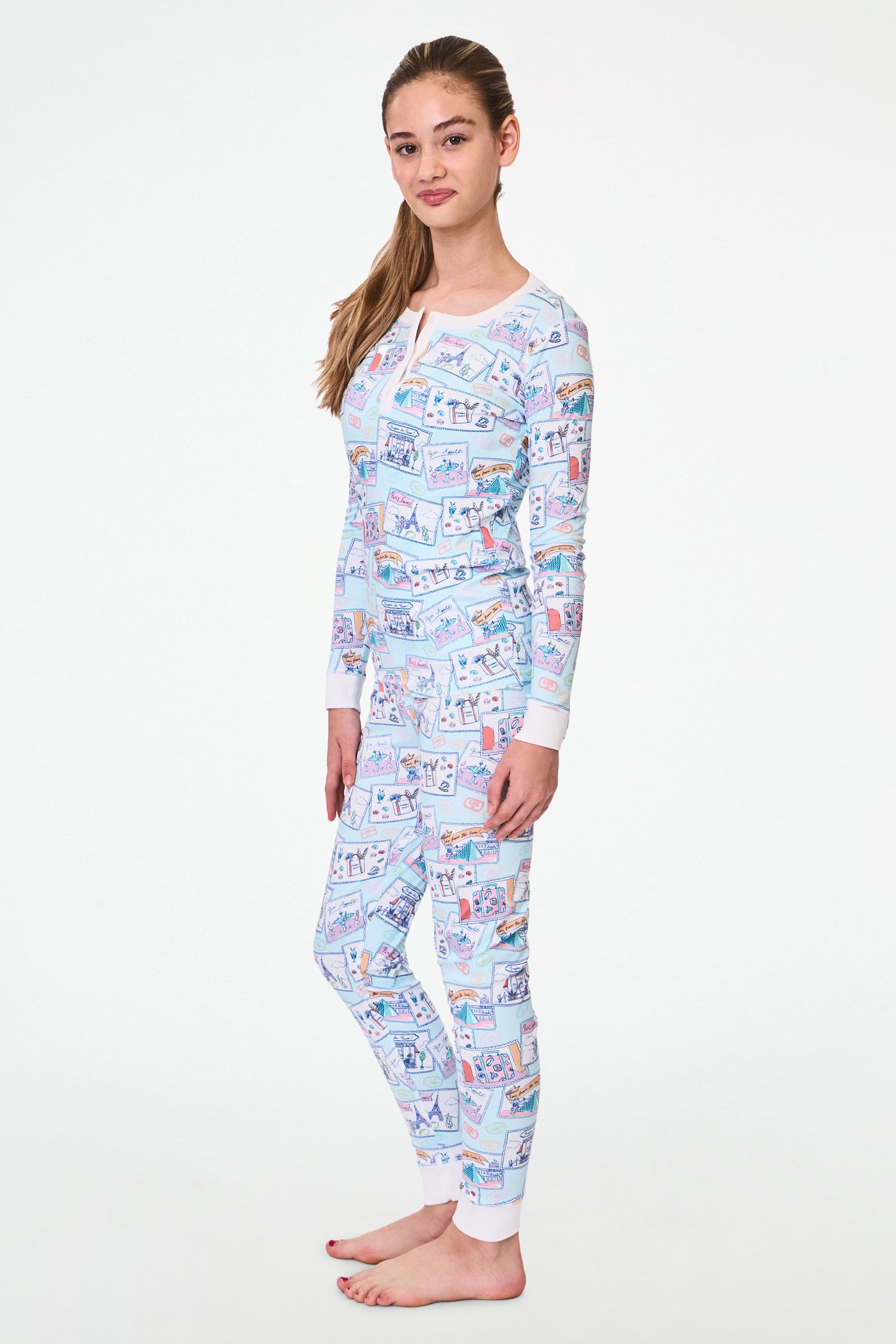 Roller Rabbit Kids Blue Paris Monkey Pajamas view 6
