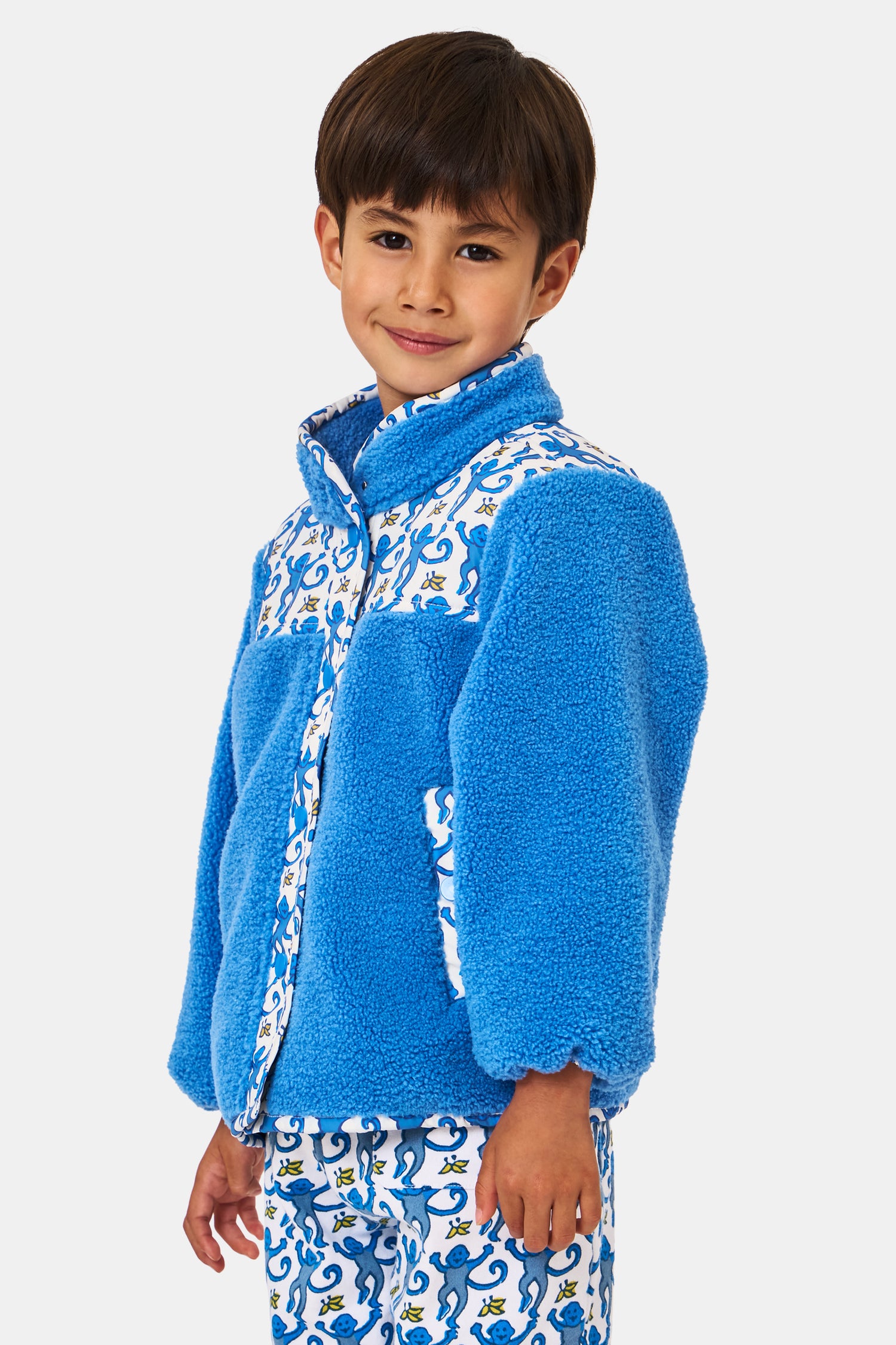 Roller Rabbit Kids Blue Monkey Lizzie Fleece Jacket  view 3