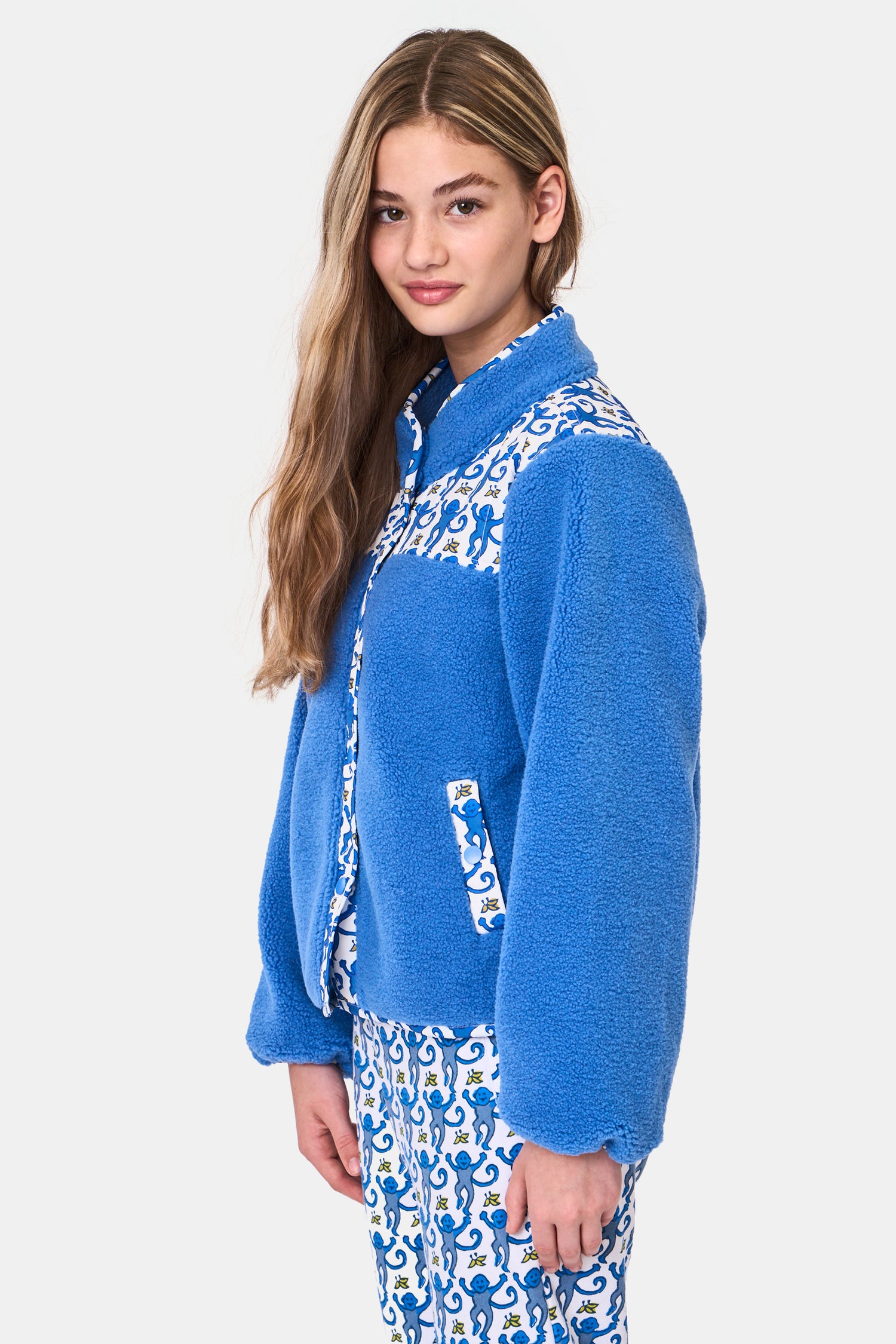 Roller Rabbit Kids Blue Monkey Lizzie Fleece Jacket  view 6