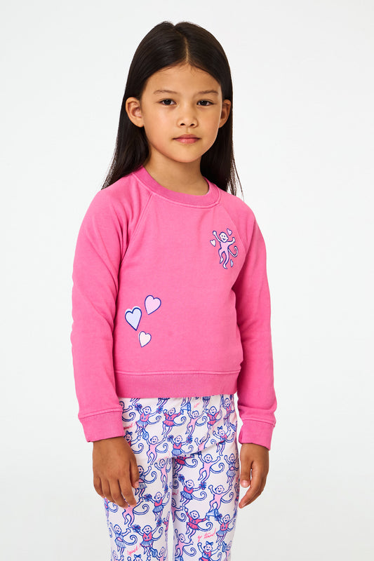 Roller Rabbit Kids Berry Monkey Love Crewneck view 1