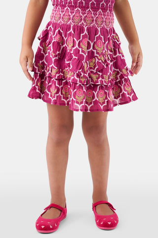 ROLLER RABBIT BURGUNDY KIDS MARQUIS FLORAL BIBI SKIRT
