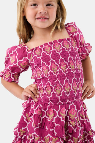 ROLLER RABBIT KIDS BURGUNDY MARQUIS FLORAL ELSIE TOP