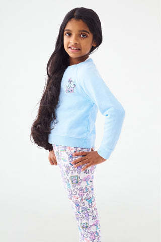 Roller Rabbit Kids Georgetown Monkey Crewneck Blue