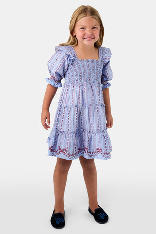 ROLLER RABBIT BLUE KIDS HOLLY BOWS CIERA DRESS