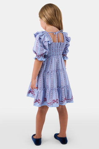 ROLLER RABBIT BLUE KIDS HOLLY BOWS CIERA DRESS