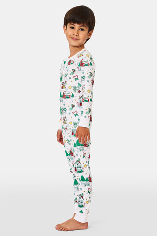 ROLLER RABBIT GREEN KIDS SNOW VILLAGE PAJAMAS