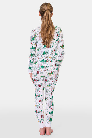 ROLLER RABBIT GREEN KIDS SNOW VILLAGE PAJAMAS