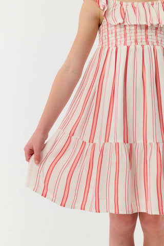Roller Rabbit Coral Kids Cabana Stripe Ryan Dress
