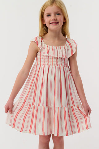 Roller Rabbit Coral Kids Cabana Stripe Ryan Dress