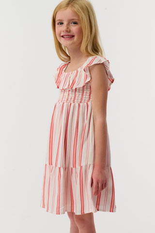 Roller Rabbit Coral Kids Cabana Stripe Ryan Dress
