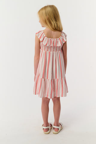 Roller Rabbit Coral Kids Cabana Stripe Ryan Dress
