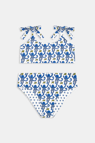 Roller Rabbit Blue Kids Monkey/Hearts Reversible Cora Bikini