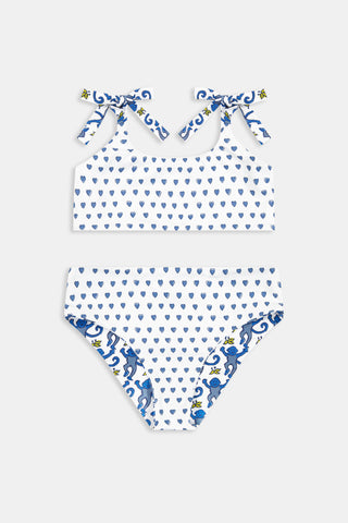 Roller Rabbit Blue Kids Monkey/Hearts Reversible Cora Bikini