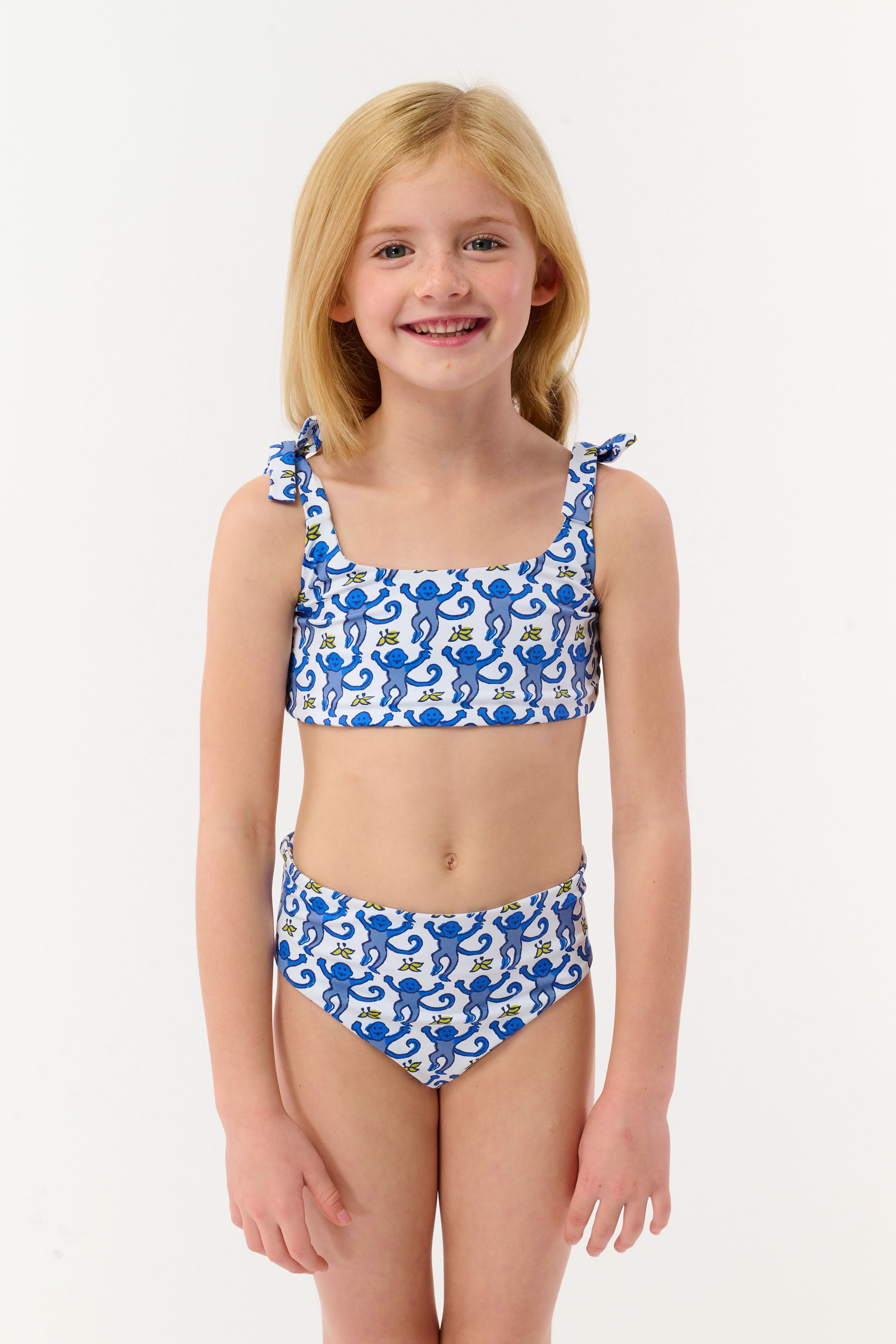 Kids Monkey/Hearts Reversible Cora Bikini | ROLLER RABBIT – Roller