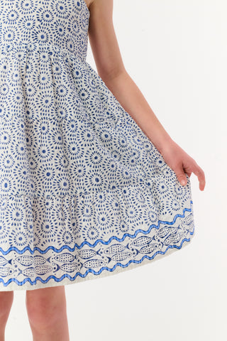 Roller Rabbit White Kids Naolin Fish Border Britt Dress