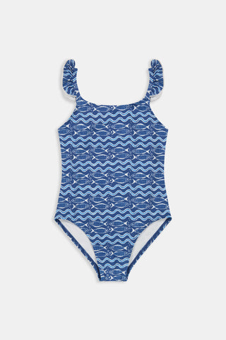 Roller Rabbit Navy Kids Fish Stripe Rory One Piece